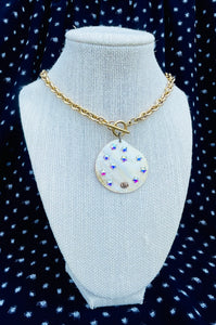 Repurposed Gucci Mother of Pearl & Stars Charm Toggle Necklace