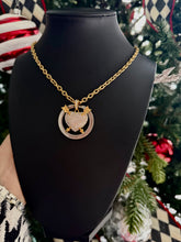 Load image into Gallery viewer, Repurposed Mix Metals Gucci Keyring &amp; Crystal Puffy Heart Necklace