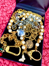 Load image into Gallery viewer, Repurposed 1980’s Vintage CC “Ne M’oublie Pas” Blue Enameled Heart Charm Necklace