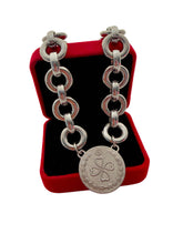Load image into Gallery viewer, Repurposed Reversible (4 Leaf Heart Clover🍀) Sterling Gucci Coin Necklace