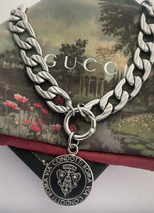 Repurposed *Rare* Gucci Knight Coin  & Crystal Bee Carabiner Necklace