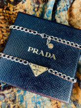 Load image into Gallery viewer, Repurposed Mocha Mousse &amp; Silver PRADA Tag Hardware Necklace