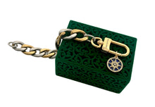 Load image into Gallery viewer, Repurposed Louis Vuitton Keyring &amp; Lapis Star Charm Mixed Metals Bracelet