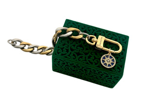 Repurposed Louis Vuitton Keyring & Lapis Star Charm Mixed Metals Bracelet