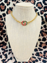 Load image into Gallery viewer, *Rare* Repurposed Interlocking GG Red &amp; Green Enameled Charm Necklace
