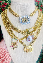 Load image into Gallery viewer, Repurposed Red Enameled &amp; Gold Interlocking GG 90’s Vintage Gucci Charm Necklace