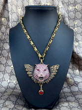 Load image into Gallery viewer, *Very Rare*Repurposed X~Large Gucci Tiger Carved Wings Crystal Statement Necklace