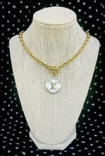 Load image into Gallery viewer, Repurposed Large Louis Vuitton Trunks &amp; Bags White~Gold Reversible Toggle Necklace