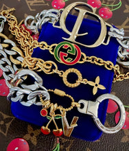 Load image into Gallery viewer, Repurposed Louis Vuitton Signature Flower Charm Vintage Bracelet