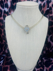 *Very Rare*Repurposed Christian Dior Pavè Crystal Heart~Key Charm Convertible Necklace *CD BOX is Included*