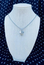 Load image into Gallery viewer, Repurposed Gucci Logo Square Sterling Charm &amp; Honeycomb Crystal Necklace