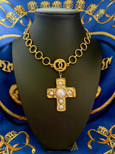 Load image into Gallery viewer, *Very Rare* X~Large Repurposed 1980’s *New Vintage* CC Coin &amp; Cross Statement Necklace