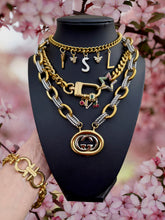Load image into Gallery viewer, Repurposed Yves Saint Laurent Floating Letter Charms Mixed Metal Necklace