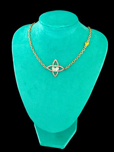 *Very Rare* Large Repurposed Louis Vuitton Turquoise & Pink Signature Flower Charm Necklace