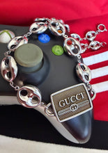 Load image into Gallery viewer, Repurposed Double Sided Gucci Charm Retro/Puffy Mariner Link Necklace