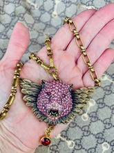 Load image into Gallery viewer, *Very Rare*Repurposed X~Large Gucci Tiger Carved Wings Crystal Statement Necklace