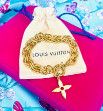 Load image into Gallery viewer, Repurposed Louis Vuitton Signature Flower Charm Vintage Bracelet