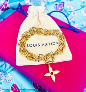 Repurposed Louis Vuitton Signature Flower Charm Vintage Bracelet