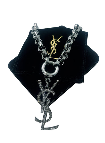 *Very Rare* X~Large Repurposed X~Large YSL Rhinestones Charm Necklace