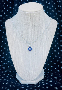Repurposed Silver & Purple Louis Vuitton Charm Sailor Clasp Necklace