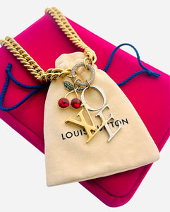 X~Large Repurposed Louis Vuitton Two~Tone LoVe 🍒 Vintage Necklace