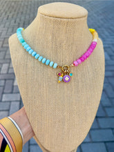 Load image into Gallery viewer, Repurposed Louis Vuitton Signature Flower Coin Gemstone Candy Necklace