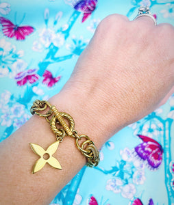 Repurposed Louis Vuitton Signature Flower Charm Vintage Bracelet