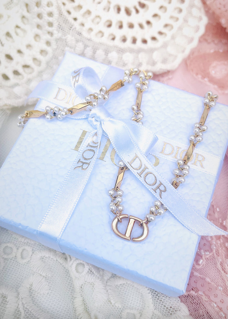 Repurposed Christian Dior Cluster Pearl like Vintage Necklace