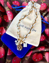 Load image into Gallery viewer, Repurposed Louis Vuitton Gold &amp; Cafè Reversible Coin Charm Necklace