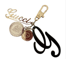 Load image into Gallery viewer, Repurposed Black Resin Gucci Cursive G Charm &amp; Removable Crystal Pavè Bee Necklace
