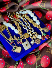 Load image into Gallery viewer, Repurposed Louis Vuitton Heart Charm &amp; Cherry Necklace