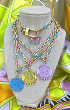 Load image into Gallery viewer, X~Large Repurposed Light Pink &amp; Gold Louis Vuitton Trunks &amp; Bags Coin Necklace