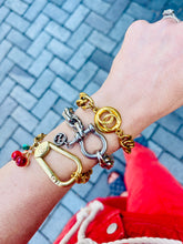 Load image into Gallery viewer, Repurposed Interlocking GG Sterling Silver Gucci Charm Shackle Bracelet