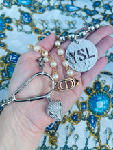 Load image into Gallery viewer, X~Large Repurposed Yves Saint Laurent Hammered Charm Necklace