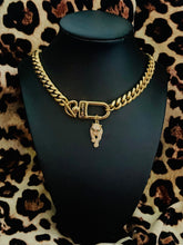 Load image into Gallery viewer, Repurposed Louis Vuitton Key Clasp &amp; Crystal Pavè Leopard Removable Charm