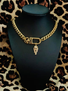 Repurposed Louis Vuitton Key Clasp & Crystal Pavè Leopard Removable Charm