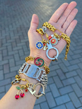 Load image into Gallery viewer, Repurposed Louis Vuitton Keyring Mix Metals Charm Bracelet