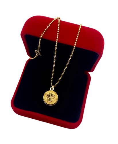 Repurposed Iconic Versace Medusa Hardware Charm Necklace