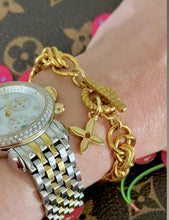 Load image into Gallery viewer, Repurposed Louis Vuitton Signature Flower Charm Vintage Bracelet