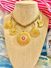 Load image into Gallery viewer, Repurposed Two~Tone Red Enameled Iconic Medusa &amp; Removable Shell Charms Necklace