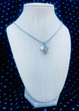 Load image into Gallery viewer, Repurposed Gucci Logo Square Sterling Charm &amp; Honeycomb Crystal Necklace