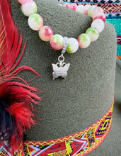 Load image into Gallery viewer, Repurposed .925 Sterling Gucci Butterfly Charm Hand~Beaded 8mm Tourmaline Necklace