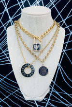 Load image into Gallery viewer, *Rare* Repurposed Navy &amp; Gold Louis Vuitton Trunks &amp; Bags Necklace
