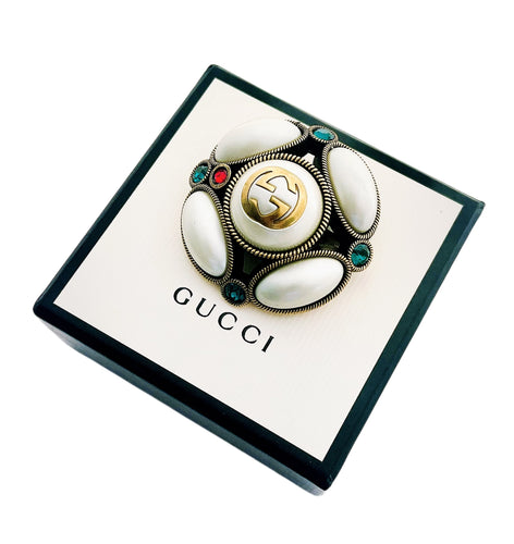 🚨Pre-Order *Will Ship in 2 weeks* X~Large Repurposed Crystal Interlocking GG Gucci Hardware Brooch