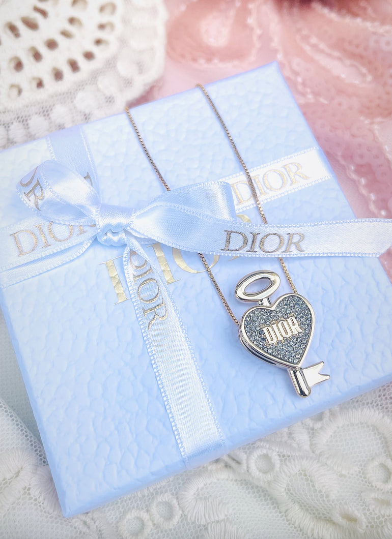 *Very Rare*Repurposed Christian Dior Pavè Crystal Heart~Key Charm Convertible Belt/Necklace *CD BOX is Included*