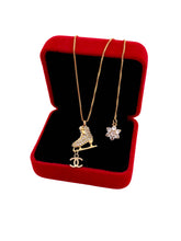 Load image into Gallery viewer, Repurposed CC Cut~Charm &amp; Crystal Pavè Ice Skate/Snowflake Necklace