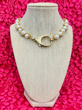 Load image into Gallery viewer, Repurposed Louis Vuitton Clasp &amp;  1980’s Vintage Pearl Like Rope Necklace