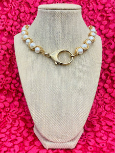 Repurposed Louis Vuitton Clasp &  1980’s Vintage Pearl Like Rope Necklace