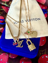 Load image into Gallery viewer, Repurposed Louis Vuitton Heart Charm &amp; Cherry Necklace