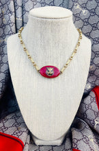 Load image into Gallery viewer, *Very Rare* Repurposed Gucci Tiger Charm Red &amp; Gold Tone Vintage Necklace